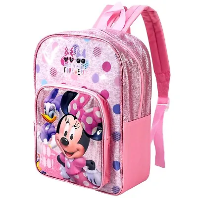 Minnie Mouse Daisy Duck Deluxe Backpack Character Girls Pink Children School • £11.99