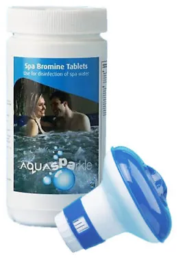£29.99 • Buy 1Kg Aquasparkle Bromine Tablets + Dispenser Hot Tub Swimming Pool 50 Tablets
