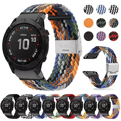 Quickfit Braided Nylon Watch Band Strap For Garmin Fenix 7 7X 6 6X Pro 5 5X 3 HR • $22.99