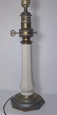 Vintage Brass And White Ceramic  24” Table Lamp Tested Working Leviton No Shade • $21.99