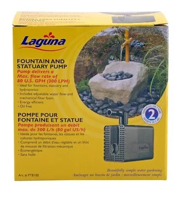 Laguna Statuary & Fountain Waterfall Submersible Pond Pump 80 Gph  Hagen Pt8100 • £29.18