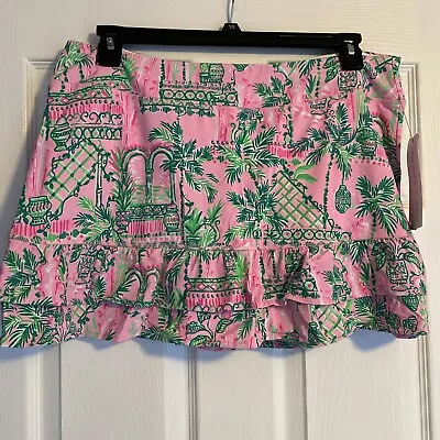 NWT Lilly Pulitzer Luxletic Fern Skort Mandevilla Baby Always Worth It XL • $119.99