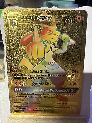 Lucario GX  Gold Rainbow Rare Pokemon Fan Art Card NM • $1.90