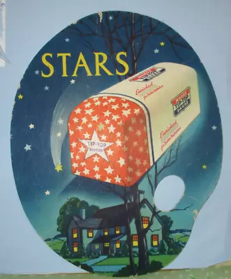 Vintage 1940's Ward's Stars Tip Top Bread Cardboard Litho Fan Sign • $20
