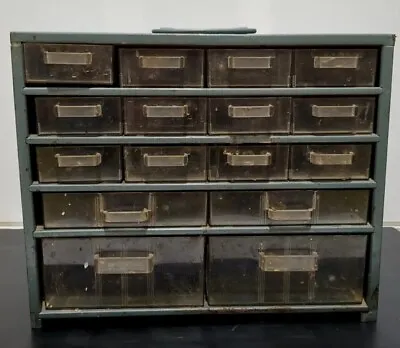 Vintage 16 Drawer Metal Parts Storage Organizer Cabinet 12x10x6 • $14.99