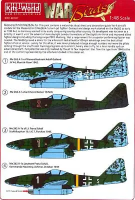 Kits World Decals 1/48 MESSERSCHMITT Me-262A-1A German Jet Fighter Adolf Galland • $12.99