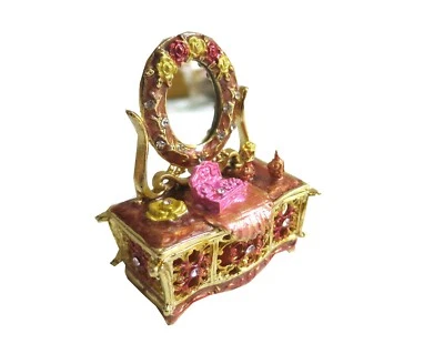 $19.99 • Buy Bejeweled   Closet Dresser   Hinged Metal Enamel Trinket Box