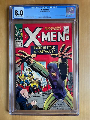 $1699.95 • Buy X-MEN #14 CGC 8.0 VF OW-W Pages (Marvel 1965) 1st Sentinels! Stan Lee Jack Kirby