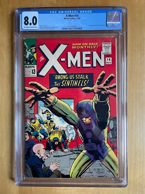 $1699.95 • Buy X-MEN #14 CGC 8.0 VF OW-W Pages (Marvel 1965) 1st Sentinels! Stan Lee Jack Kirby