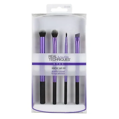 Real Techniques EYES Starter Set Of 5 Makeup Brushes + 2-in-1 Pouch Set 1406 • $21.98