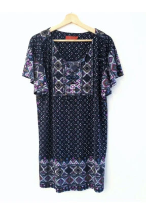 $39 • Buy Lovely Tigerlily Sz M Dark Blue Print Kaftan Dress