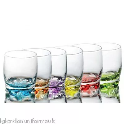 Set Of 4 - Coloured Base Glasses Set Glassware Tumbler Juice Whiskey Wine Glass • £9.99