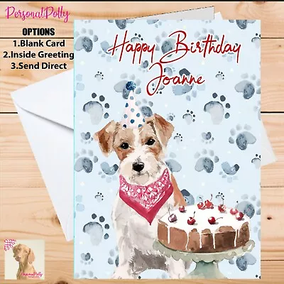 Personalised Jack Russell Card Birthday Pet Dog Paw Long Hair Wiry Wire Hair • £2.82