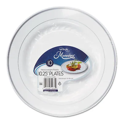 WNA Masterpiece Plastic Plates 10.25 In White Round 120/Carton RSM101210WS • $221.38