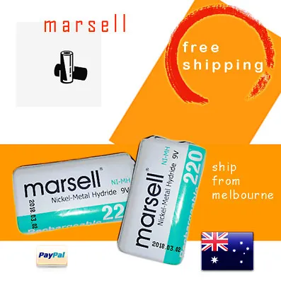 2x Marsell NIMH 9V NI-MH Rechargeable Battery 220mAh Toy Alarm Long Life • $19.88