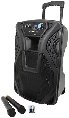 QTX Busker 15 100W Portable PA Speaker Sytem With VHF Mics & Media Player • £284.99