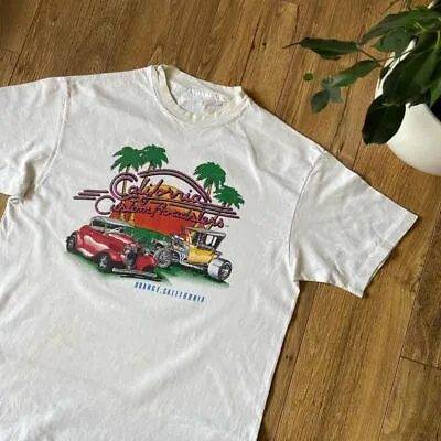 White Vintage Single Stitch Graphic T Shirt Fits L Slim • $43.58