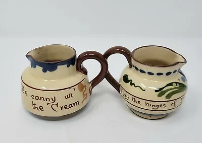 2 Vintage Mottoware Watcombe Torquay  Porcelain Ceramic Miniature Pitcher  • $29.99