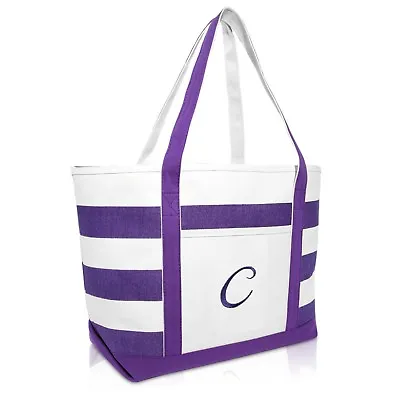 DALIX Monogrammed Beach Bag And Totes For Women Personalized Gifts Purple A-Z • $24.99