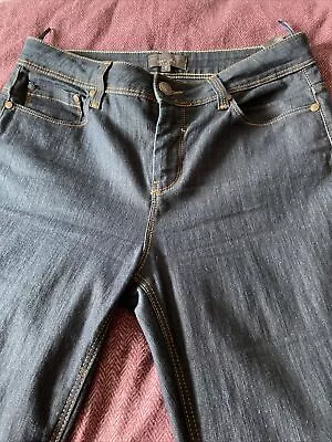Ladies M&S Per Una Dark Denim Jeans Straight Size 12 Short Dark Blue Denim Used • £8