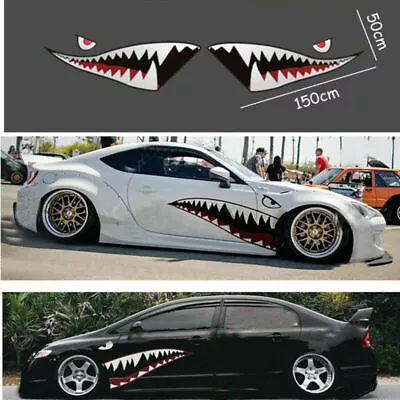 2x 59'' Full Size Shark Mouth Tooth Teeth Graphics Vinyl Car Sticker Decal Decor • $27.79