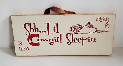 A Red Barn Ranch Wooden Cowgirl Sleeping Horse Lover Rustic Retro Bedroom Sign • $16.11