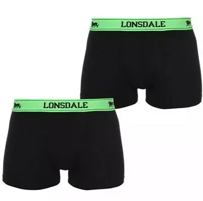 Mens Black Green 2 Pack Lonsdale Boxer / Trunk Shorts Underwear  Small #71 • £9.89