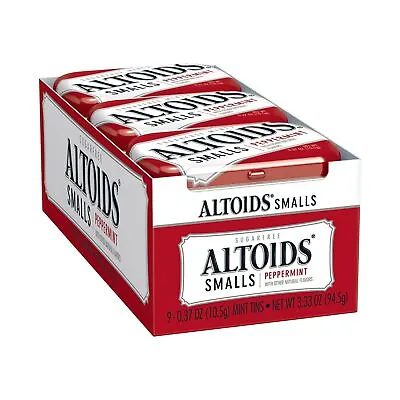 Altoids Smalls Peppermint Breath Mints 0.37 Ounce Compact Tin Pack Of 9 • $22.27