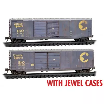 Micro Trains 98305053 50' WEATHERED BOXCARS C&O 2-PACK NEW N SCALE • $57.57