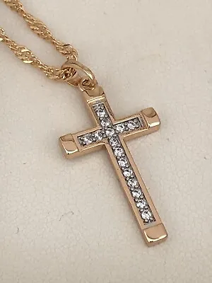 9ct Gold Filled Crucifix Cross  Pendant Necklace 20  Long FREE GIFT BOX • £21.99