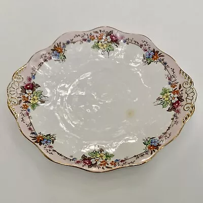 Vintage Foley China English Bone China Floral Gold Trim Handled Cake Plate 9.75” • $37.50