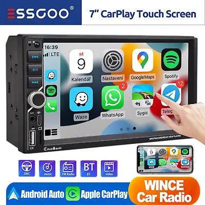 7  Car Radio Wireless Apple/Andriod Carplay Stereo Touch Screen Double 2 Din USB • $58.49