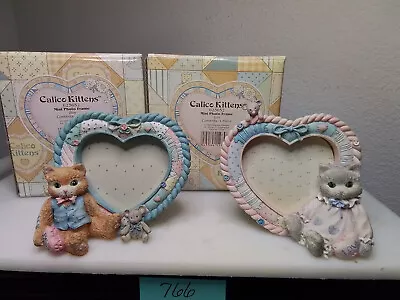 Enesco Calico Kittens 1993 Mini Photo Frame 623652 Set Of 2 Boy/Girl • $40