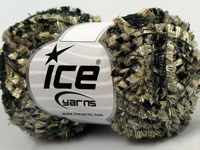 Gilded Marble Metallic Flag Yarn - Ice 70903 Black Gold Cream Grey 50gr 120yds • $2.99