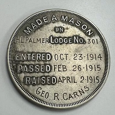1915 Made A Mason Palmer Lodge 301 (Wauwatosa WI)  Geo. R. Carns  Engraved Token • $24.95