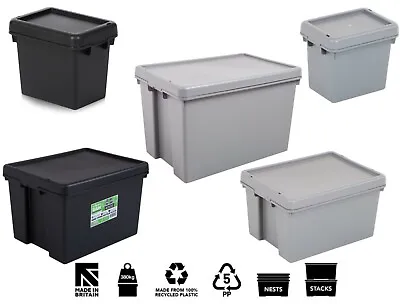 £17.99 • Buy Wham Bam Heavy Duty Plastic Storage Box Boxes With Lids Recycled Plastic UK Made