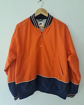 Vintage Nike 1990s 1/4 Zip Pullover - Orange / Blue Size M/L • $75