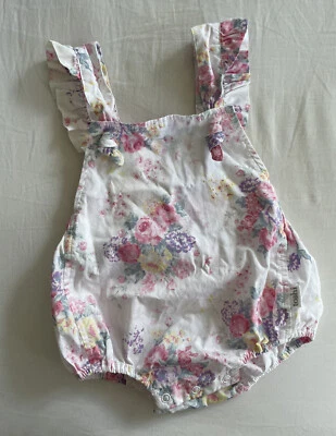 Toshi  Baby Girls White Floral Shortie Romper Sz 0 / 6 Months • $8.50