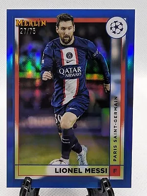 2022-23 Topps Merlin UCC Lionel Messi PSG Blue # /75 • £49.99