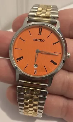Vintage Seiko N30-00G0 Orange Dial Stainless Steel Men’s Watch 35mm • $60