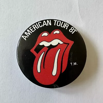 Vintage 1981 ROLLING STONES AMERICAN TOUR 81 Pin Button Badge 1-3/4  Pinback • $15