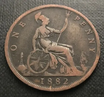 Penny 1882H Bun Head Queen Victoria - Great Detail - UK Free Post • £4.95