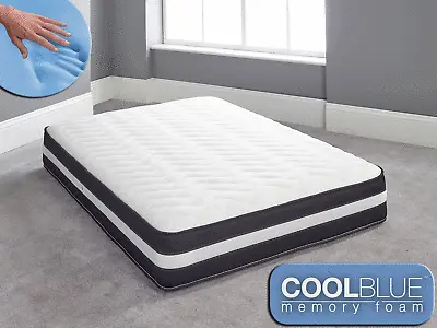 Cool Blue Memory Foam Mattress Sprung 3ft Single 4ft6 Double 5ft King 6ft S King • £87.85