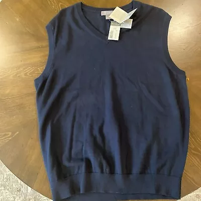 Daniel Cremieux Mens Sweater Vest 100% Cotton Navy Blue Size L • $29