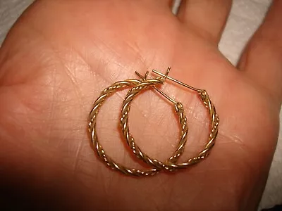 Vintage Delicate 14 K Solid Yellow Gold Pierced Hoop Earrings Weight 2.1 Grams • $129.99