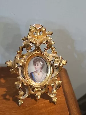 Antique Italian Carved Wood Gilt Rococo Florentine Frame Miniature Painting • $198
