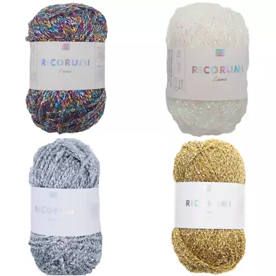 Rico RICORUMI DK Lamé Silver Gold Multi Irridescent Packs Crochet Yarn 10g Ball • £2.76