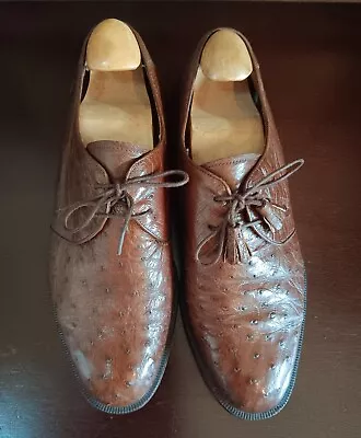 Mezlan For Foster Rainey Genuine Full Quill Ostrich Derbies  Men Size 7.5 M • $25