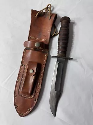 Camillus N.y. 6'' Survival Knife - Vietnam Era - Leather Sheath • $85