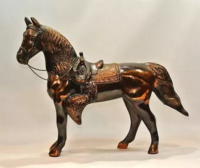 Vintage Large COPPER TONE Western HORSE Metal Statue Figurine 12 X 10 Inches • $60.95